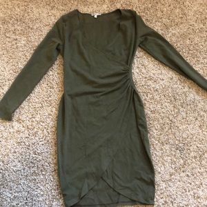 Olive green body-con dress
